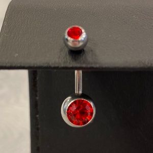Red Jewel Belly Button Ring